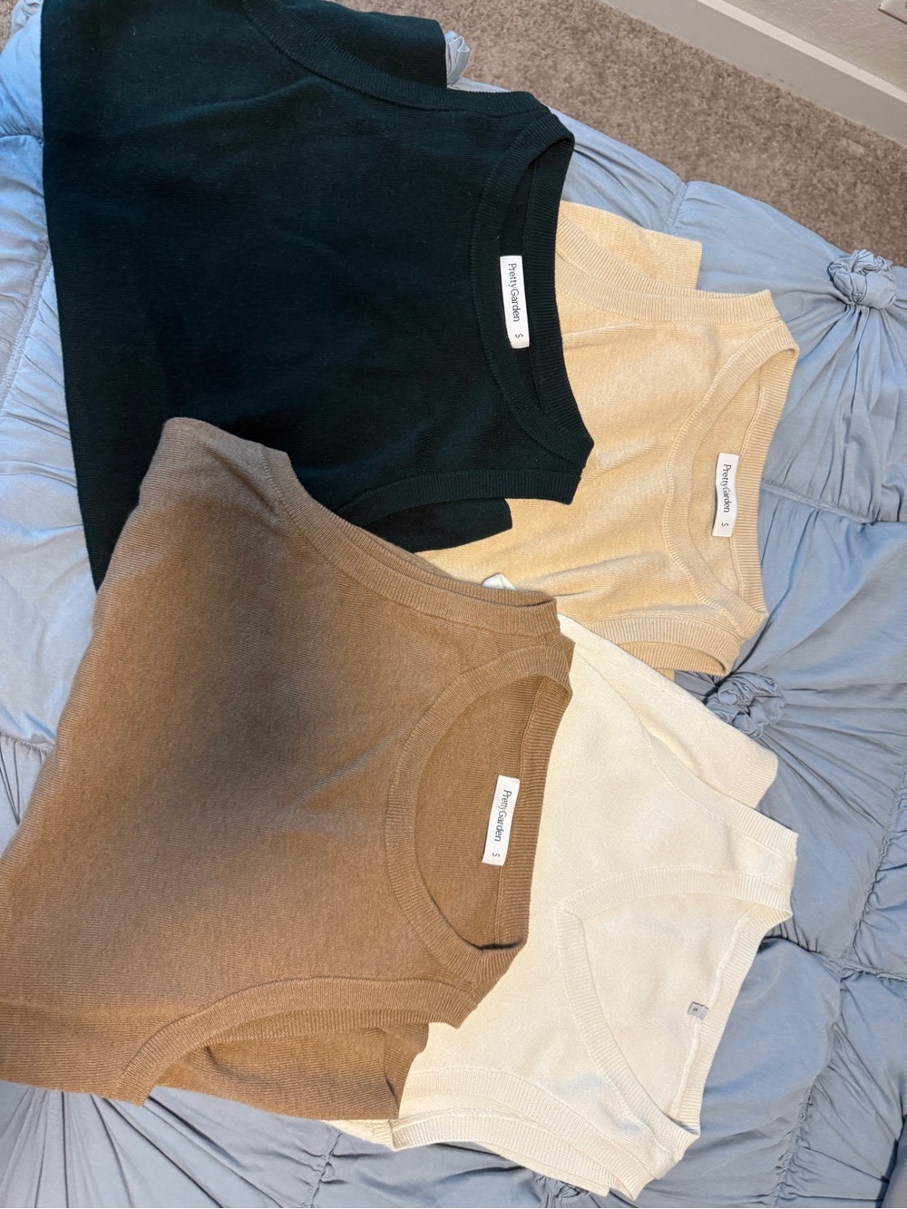 Minimalist Ribbed Tank Top - Black, Beige, Brown, Cream - set of 4 - size small